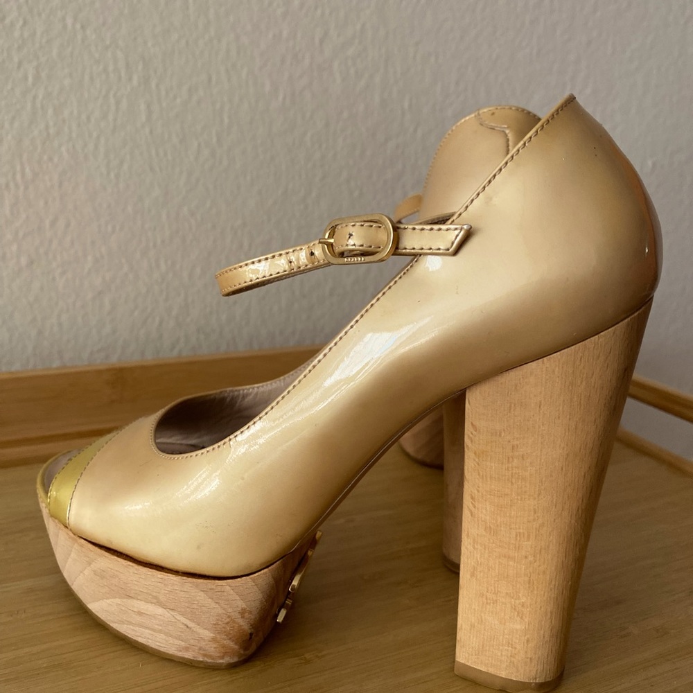 Authentic Chanel Mary Jane platform sandal, 5 inch heel, 1.3 inche platform.